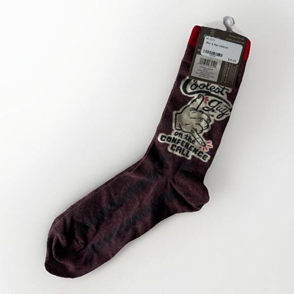 Blue Q Socks Men's Crew Socks " Coolest Guy On The Conference Call" Sz 7-12 - Picture 4 of 7